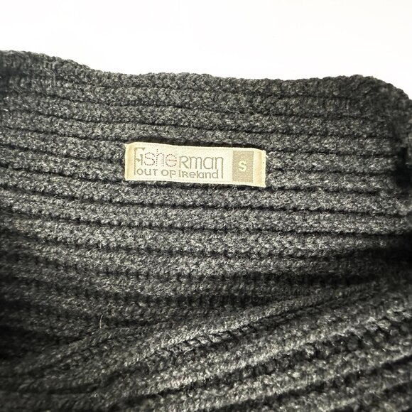 Fisherman Out of Ireland Knit Craft Ribbed Charcoal Button Sweater Jacket Sm. - Picture 3 of 16